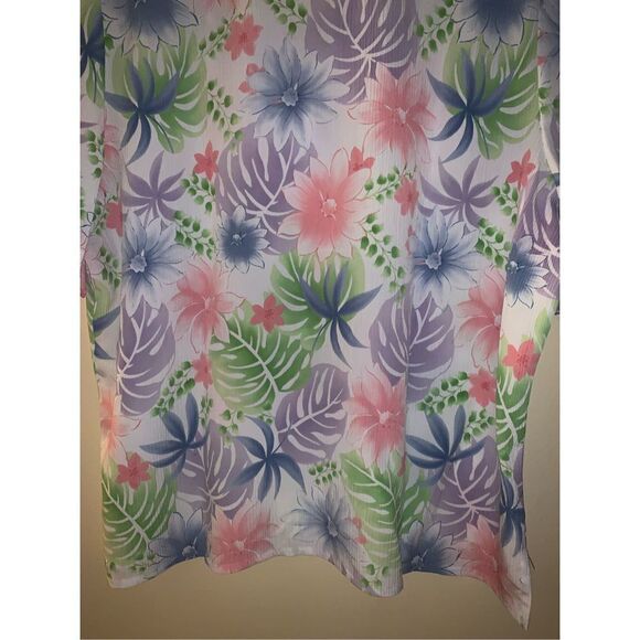 Vintage ALIA Pastel Hawaiian button down top size 18 - Picture 10 of 12